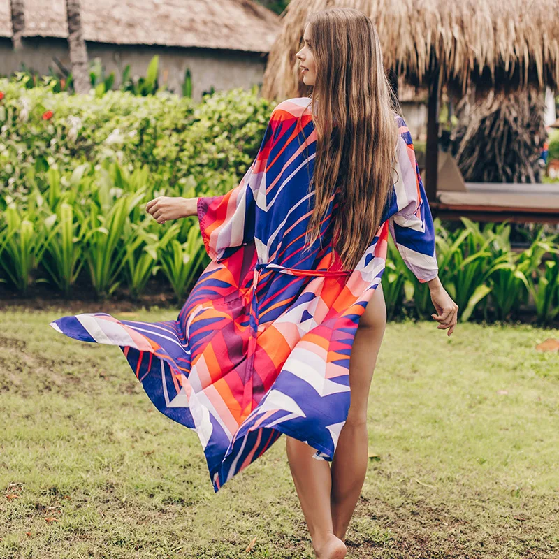 Geometric Print Cotton Beach Dress Sarongs Cover-up Swimwear Pareo Tunic Bathing suit Saida de Praia Bikini cover up | Женская одежда