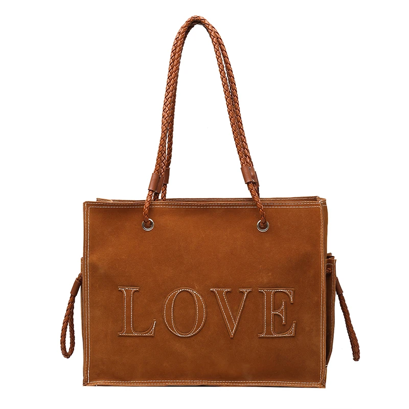 

Winter New TurnFur Large-capacity Fashion Shoulder Bags for Women Simple Casual LOVE Letter Decoration Big Ladies Bag Sac Femme