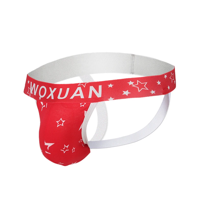 3PCS Men Briefs Cotton Men's Thongs Gay Sexy Underwear Print Star Underpants Sexy Sissy Panties U Convex G-string Male jockstrap