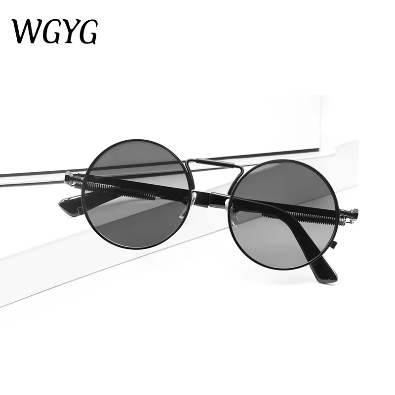 

WYGY 2021 Vintage Men Sunglasses Women Retro Punk Style Round Metal Frame Colorful Lens Sun Glasses Fashion Eyewear