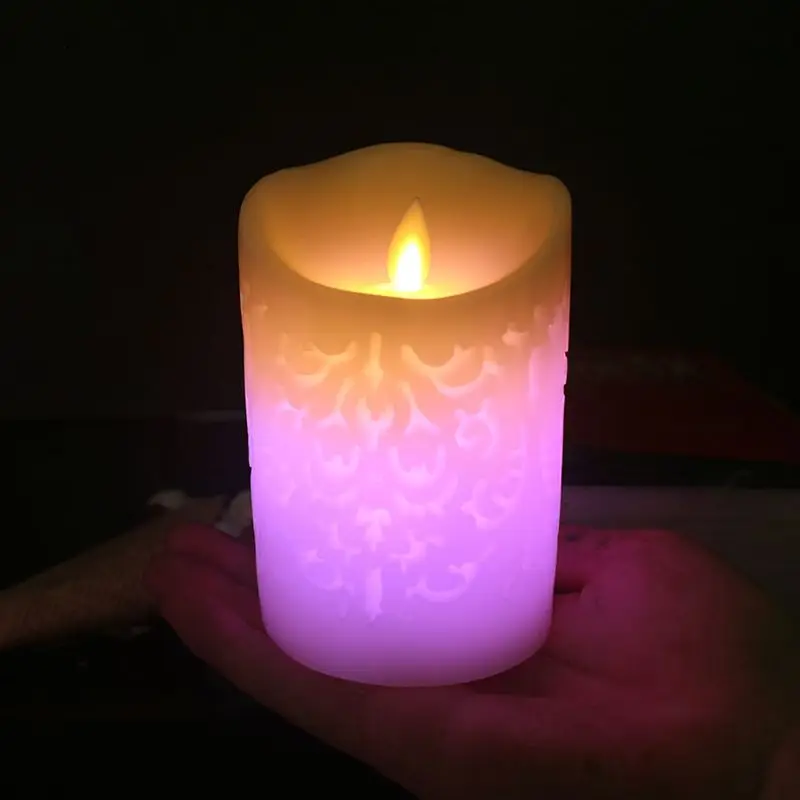

2021 New LED Candle Lamp With Remote Control Dancing Flame Night Light Wax Pillar Candle