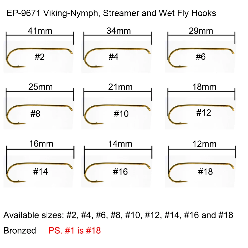 Eupheng 100 шт. рыболовные крючки для влажной рыбалки Nymph Salmon Steelhead Streamer Barb бронза