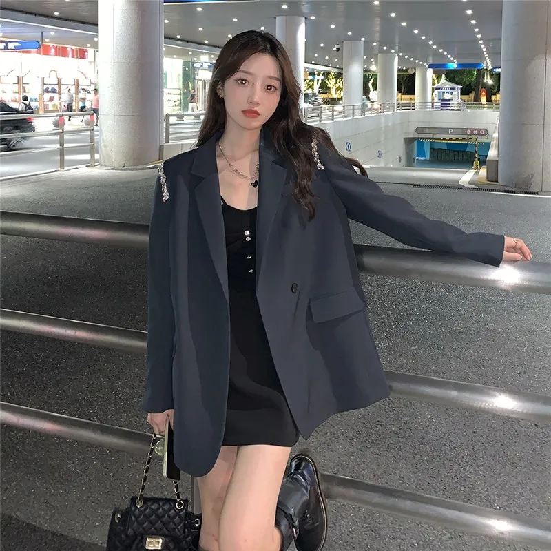 

Женское пальто на одной пуговице, хлопковое пальто в Корейском стиле с длинным рукавом и надрезом, весна-осень 2021