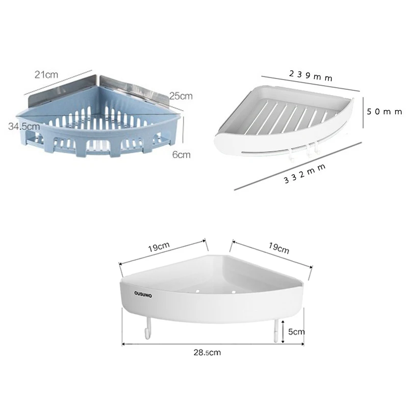 

Corner Bath Storage Holder Punch Free Bathroom Shelf Toilet Tripod Kitchen Toilet Bathroom Wall Hanging Household Storage Tools