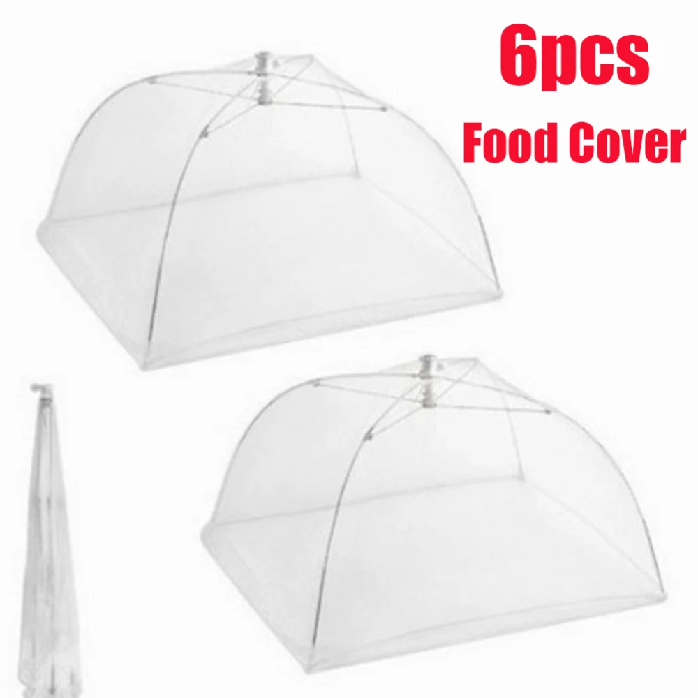 

6pcs Large Pop-Up Mesh Screen Food Cover Tent Umbrella Reusable and Collapsible Outdoor Picnic Food Covers Mesh Food Cover Net
