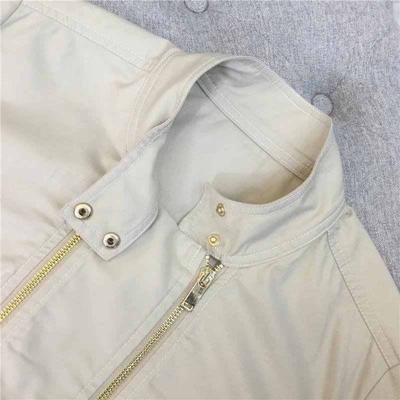 Женский Повседневный однотонный комбинезон на двойной молнии с длинным рукавом |