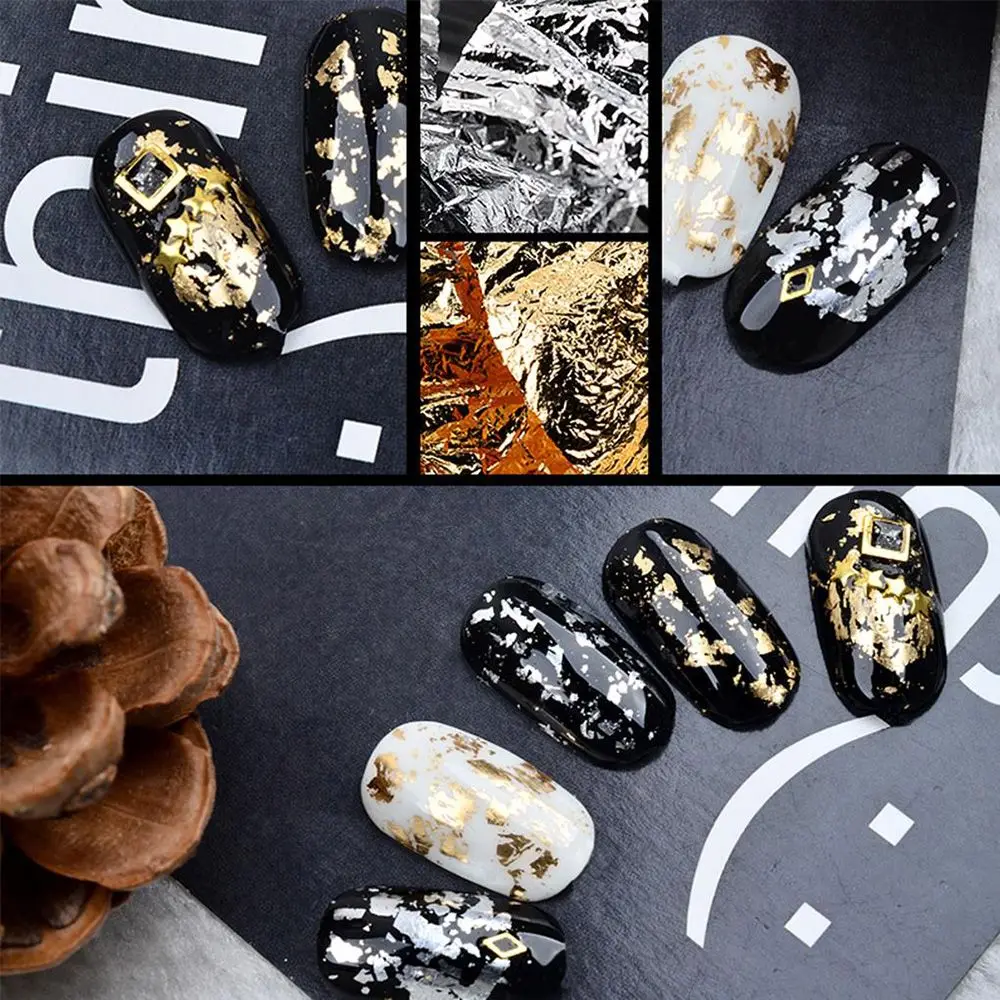 1 коробка золото серебро алюминий фольга бумага стикер для дизайна ногтей 3D блеск