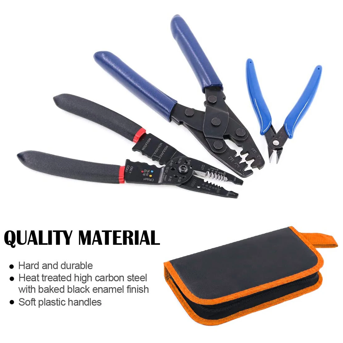 3Pcs Wiring Harness Terminal Plug Crimping Tool DR-1 Crimper Plier With Multifunction Wire Stripper and Cutter Crimp Open Barrel