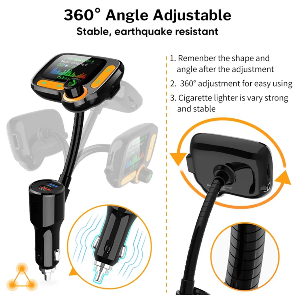 

1.77" Screen Bluetooth5.0 USB Charger Audio Speaker 2.1A