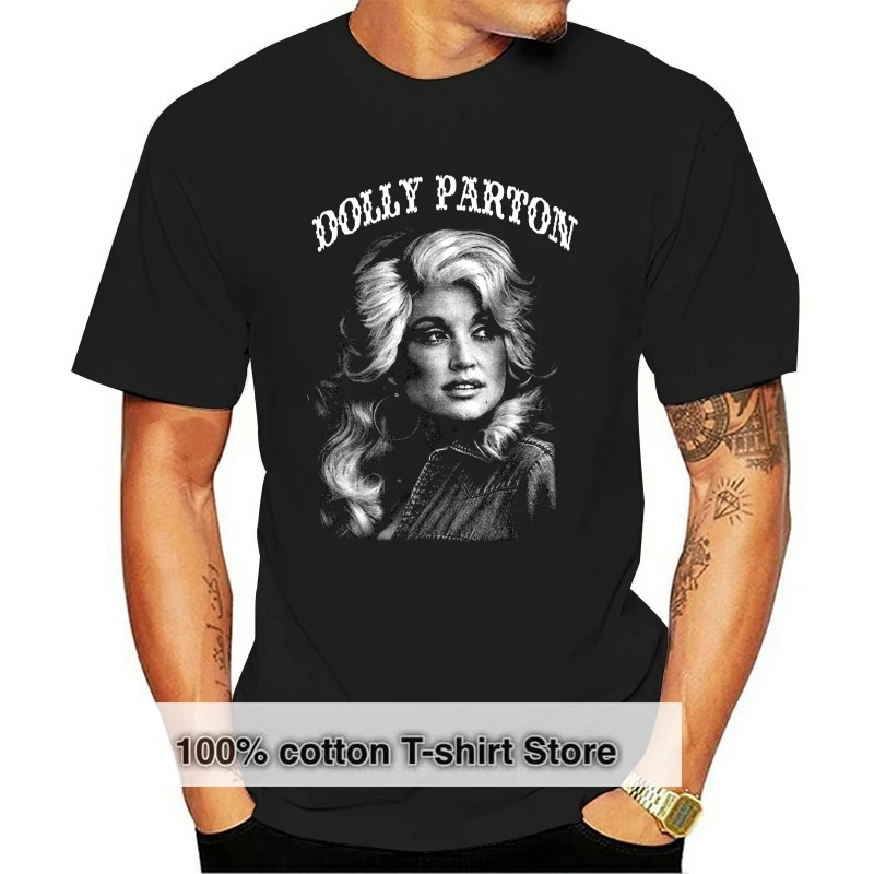 

Dolly Parton Men'S Bw Portrait Arc Logo T Shirt Black
