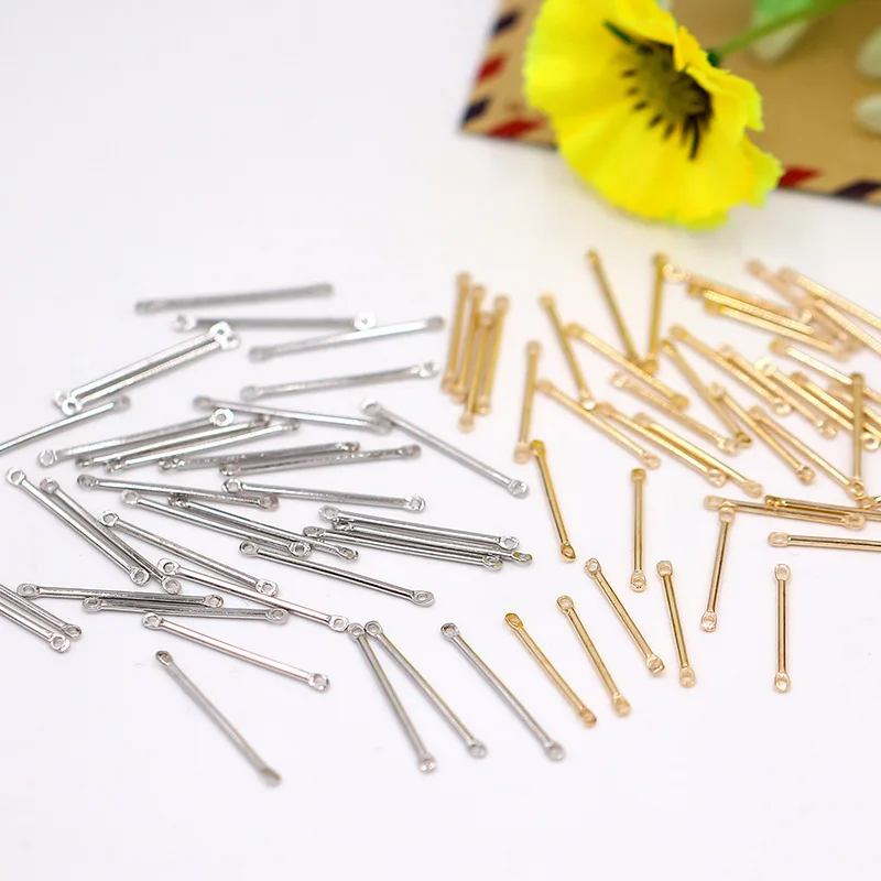 

50pcs/lot Double Cylinder Bar Earrings Connecting Rod Metal Ear Hook Clip For Jewelry Making Earring Pins Findings