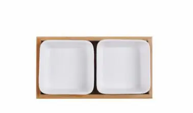 white-2pc 2 шт. в скандинавском стиле Нескользящая керамическая сетка сушеные фрукты пластины деревянные поддоны крышка набор блюдо для закусок тарелка разделенный соус блюдо pf08261 - Цвет: white-2pc