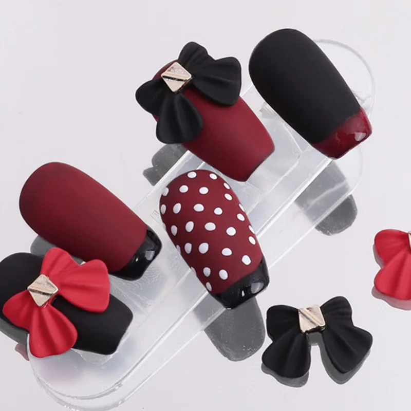 

10pcs 3D New Bow-knot Nail Art Charms Nail Decorations Red/White/Blcak/Grey Matte Manicuring Decoration