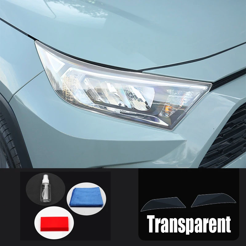 2Pcs Car Headlight Protective Film Protection Tint Black Transparent TPU Sticker For Toyota RAV4 XA50 2019 2020 2021 Accessories