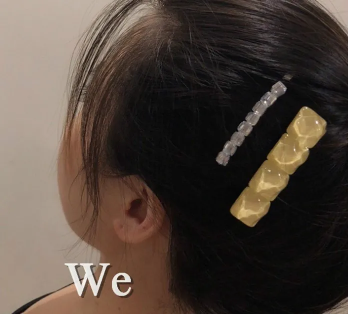 

KACOSHOW Newest Korean Colourful Square Hairpin for Women Girls Geometric Transparent Crystal Hairpin Party Wedding Jewelry