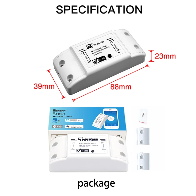 Интеллектуальный выключатель света Sonoff Basic Беспроводной время умный