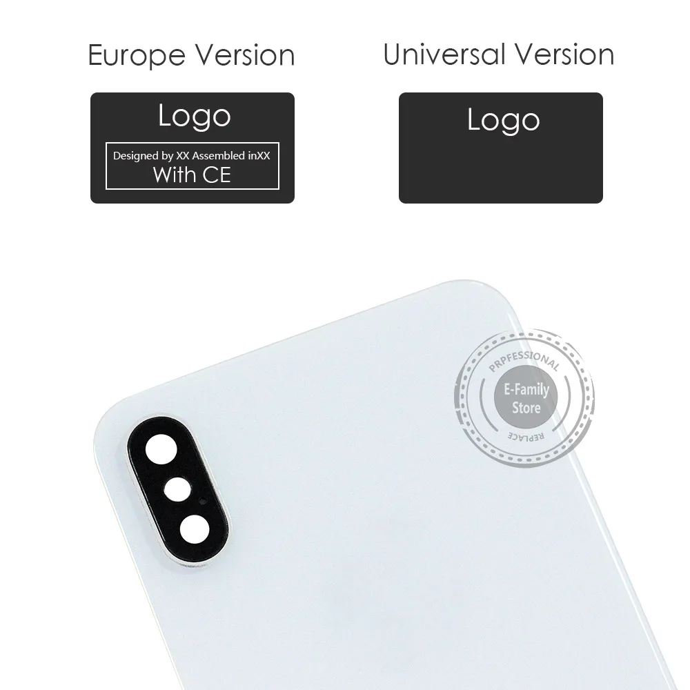 E-family для iPhone XS Max Задняя крышка батареи Задняя стеклянная крышка корпуса чехол+ наклейка запасная часть для iPhone XR с объективом камеры