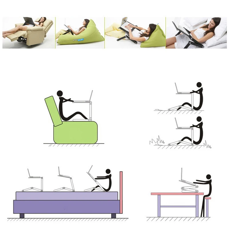 

Aluminum Laptop Folding Computer Desk Stand for Bed MultiFunctional Portable Ergonomic Laptop Desk Office Furniture WWO66