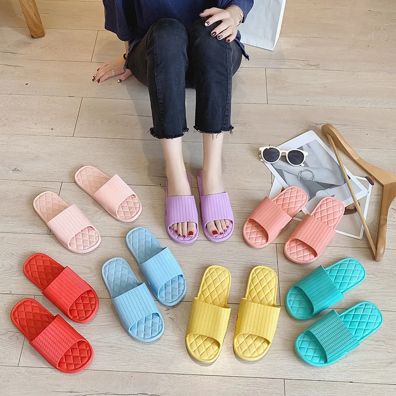 

House Indoor Bath Women Men Slippers Soft EVA Non-slip Solid Slides Beach Sandals Flip Flops Couple Home Bathroom Slippers