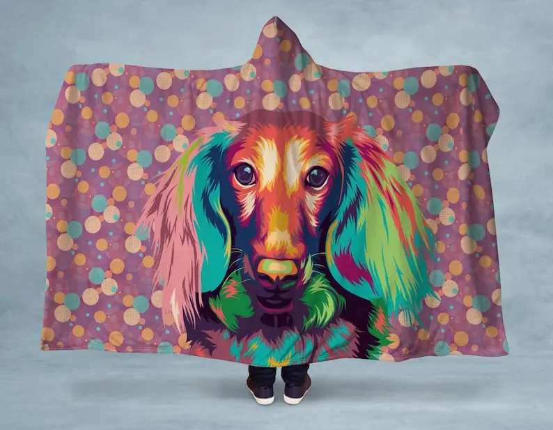 

Hoodie Dachshund Hooded Sherpa Blanket - Made in the USA