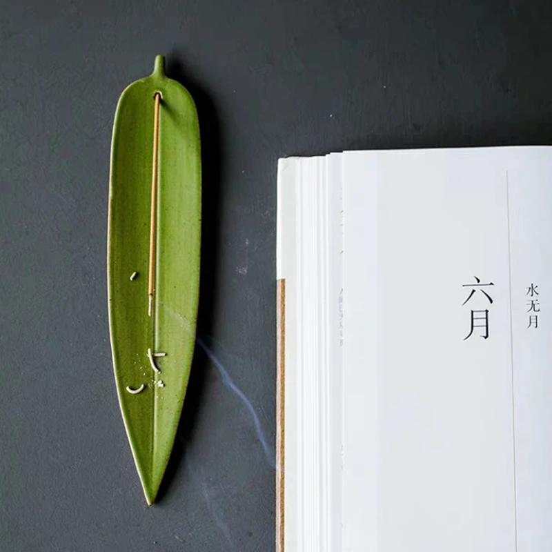 

Incense Burner Holder Bamboo Leaf Handmade Incense Burners Home Decor Joss Stick Censer Incense Stick Holder