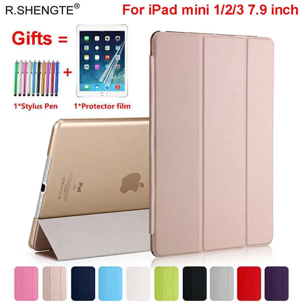 Для iPad Mini 1/2/3 Чехол Ультра тонкий из искусственной кожи Стенд смарт-чехол для iPad mini 1, Mini 2, Mini 3rd поколения с Стилус+ Защитная пленка на экран