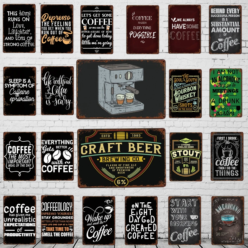

[Yzfq] кофейный жестяной знак, искусство еды, металлическая винтажная настенная бара, домашнее искусство, кухонный магазин, Декор, 30x20 см