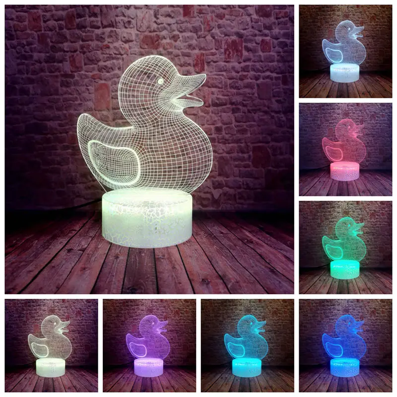 

Милая желтая утка, светодиодный умный Ночной светильник, сенсорное управление, 7 цветов, меняющаяся лампа для дома, спальни, вечерние, для оф...