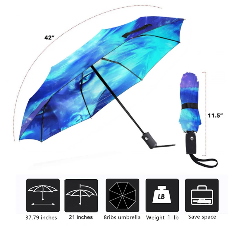 Креативный детский зонт с волком ветрозащитные полностью автоматические зонты