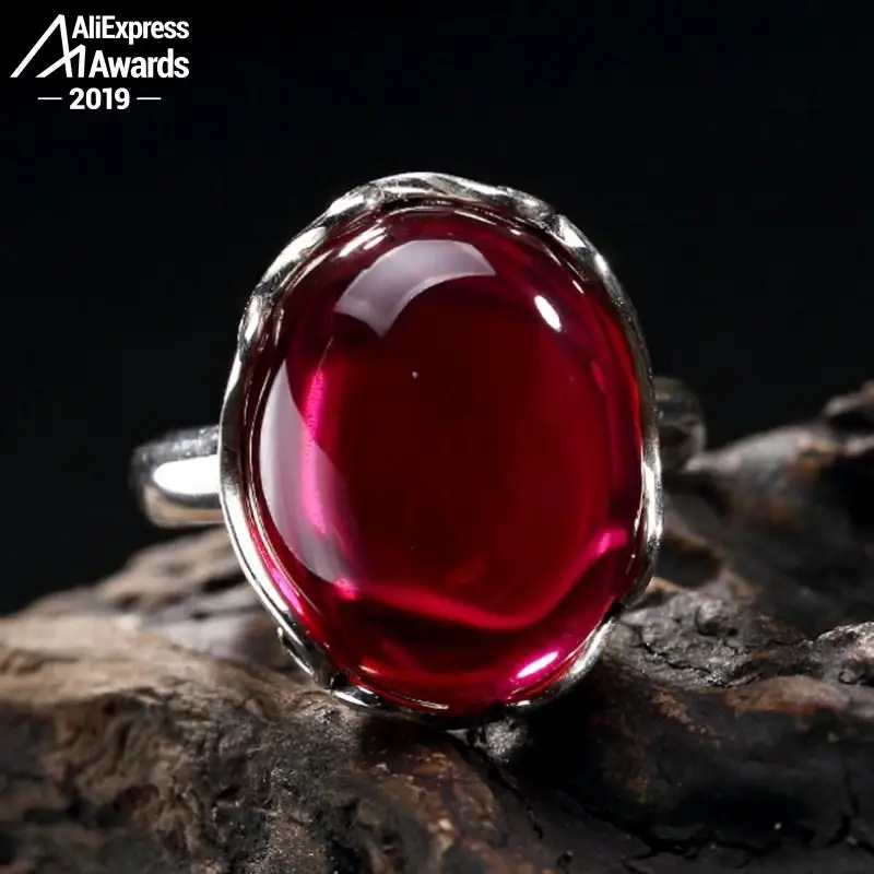 S925 изысканное антикварное кольцо для магазина 925 пробы рубин серебро Женский
