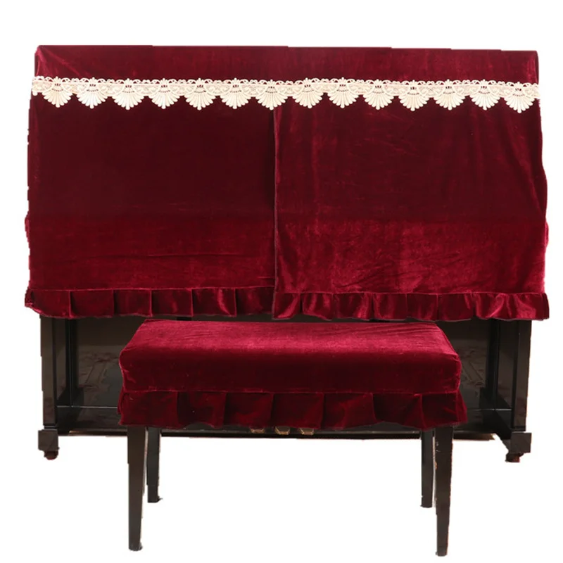 Piano Full Cover Fabric Gold Velvet Piano Cover Thickened Dust Cover Half Cover European Piano Cover Stool Cover Cloth