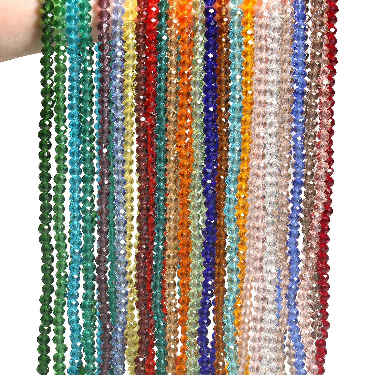 

2mm/3mm/4mm Mixed Color Clear Crystal Rondel Beads Faceted Glass Spacer Beads For Jewelry Making DIY Bracelet Necklace Supplies