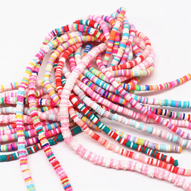 4 мм 6 плоские круглые бусины из полимерной глины чип диск Свободные Spacer Бусины