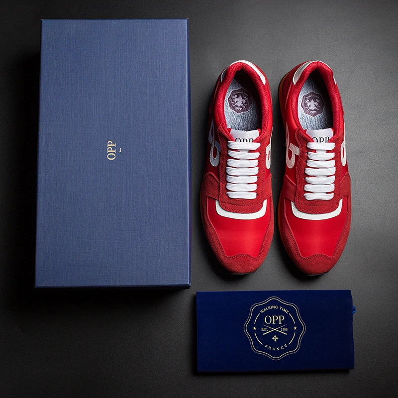 OPP Мужская обувь из коровьей кожи на плоской подошве кроссовки Красная