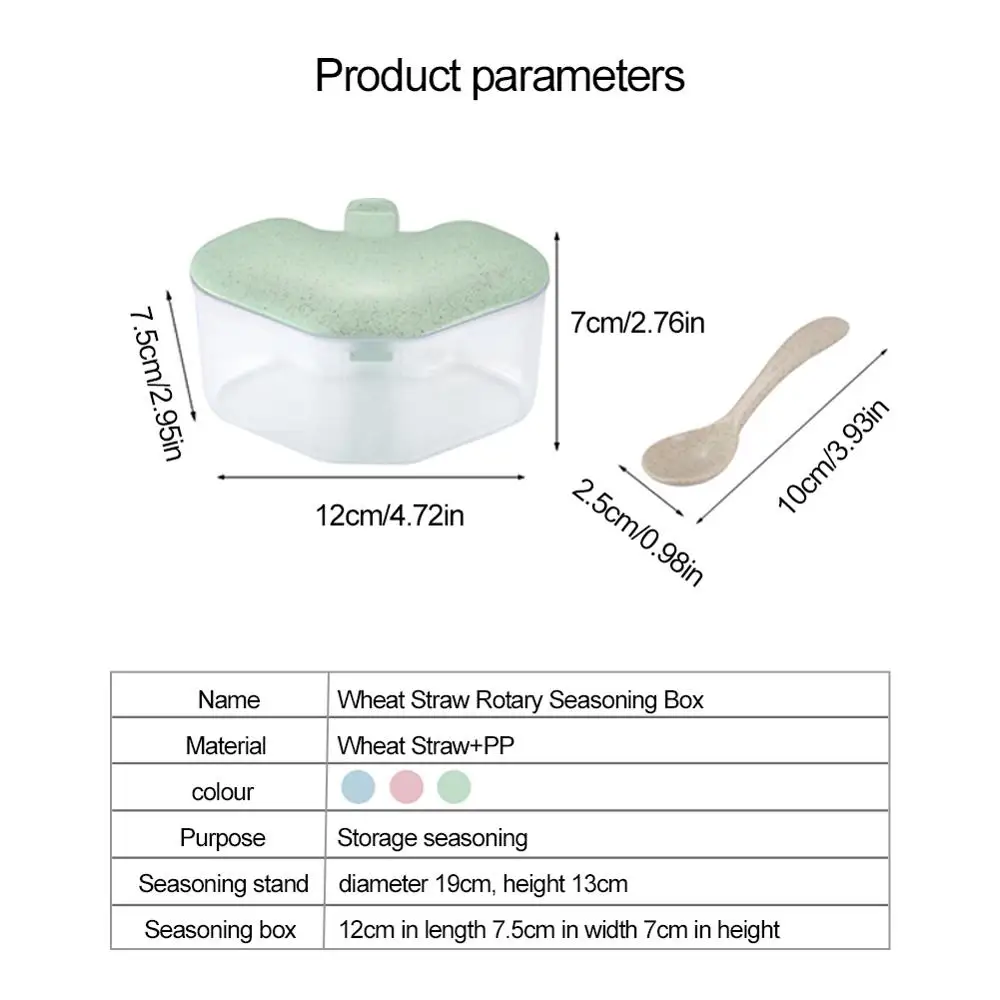 

Wheat Straw Rotating Spice Jar Set Wood Cover Seasoning Box Salt Storage Box With Rack Kitchenware Accessories Seasoning Set