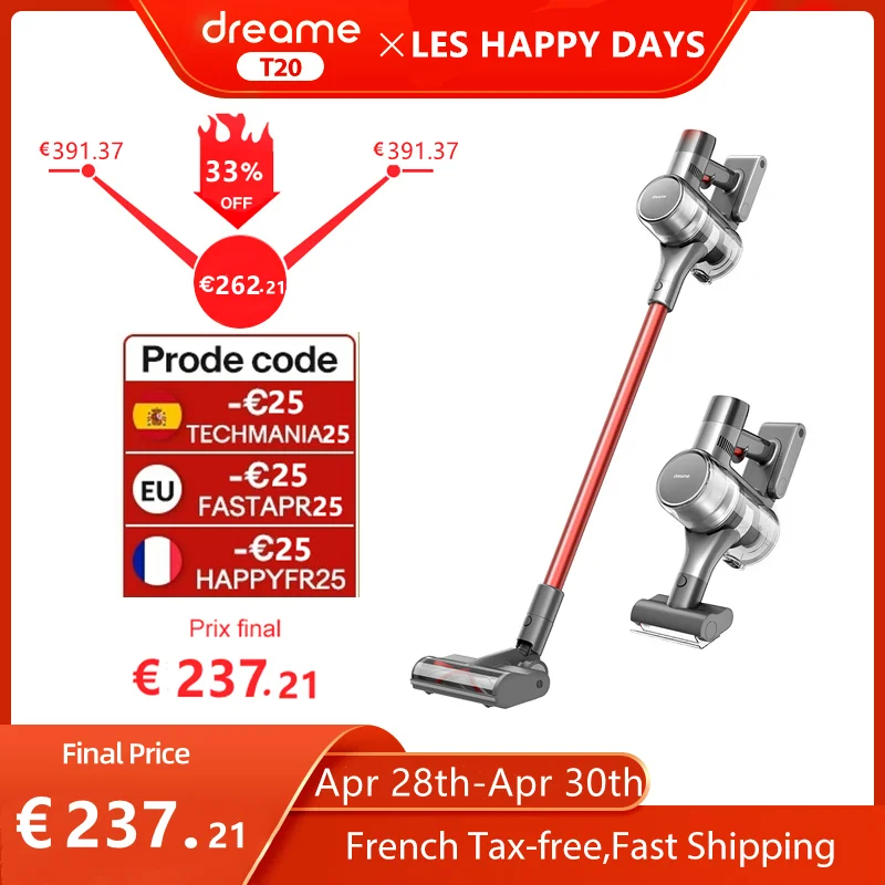

Dreame T20 Handheld Cordless Vacuum Cleaner 25kPa Suction All-surface Brush Dust Collector Dust Collector Floor Carpet Aspirator