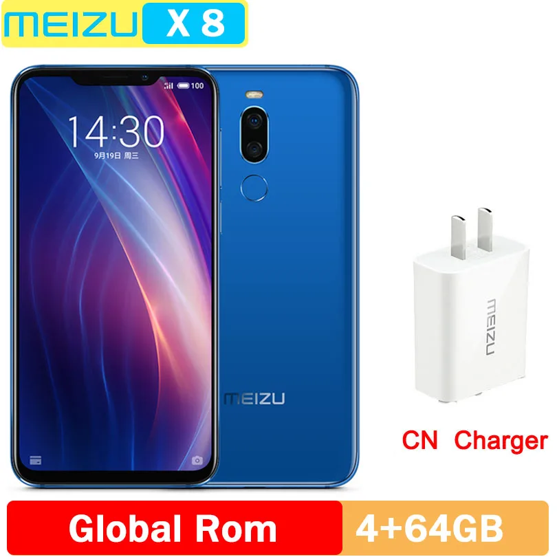 4GB 64GB Blue Meizu X8 с глобальной прошивкой, 4G ram, 64G Rom, 4G LTE, мобильный телефон Snapdragon 710, четыре ядра, 6,2 дюймов, МП и мп, двойная камера заднего вида, gps - Цвет: 4GB 64GB Blue