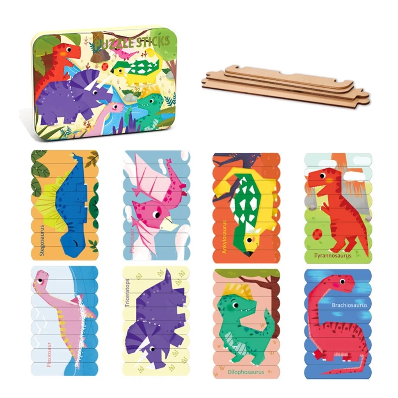 

32PCS Brain Developmental Jigsaw Puzzle for Baby Toddlers Wooden Puzzle Sticks Educational Board Preschool Stacking Toys