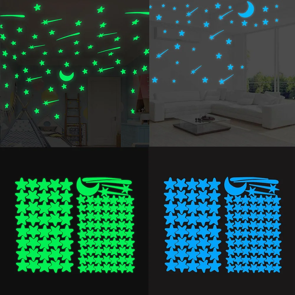 Фото 103 pcs Luminous stars meteor moon Wall Sticker for kids room living bedroom decoration decals Glow in the dark 3D Stickers Дом и сад 103 pcs Luminous stars meteor moon Wall Sticker for kids room living bedroom decoration decals Glow in the dark 3D Stickers Дом и сад