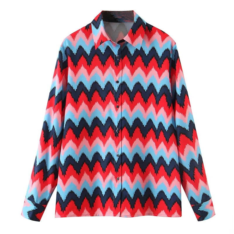 

ZXQJ Elegant Women Striped Print Shirts 2020 Office Ladies Turn Down Collar Shirt Female Chic Long Sleeve Tops Casual Girls