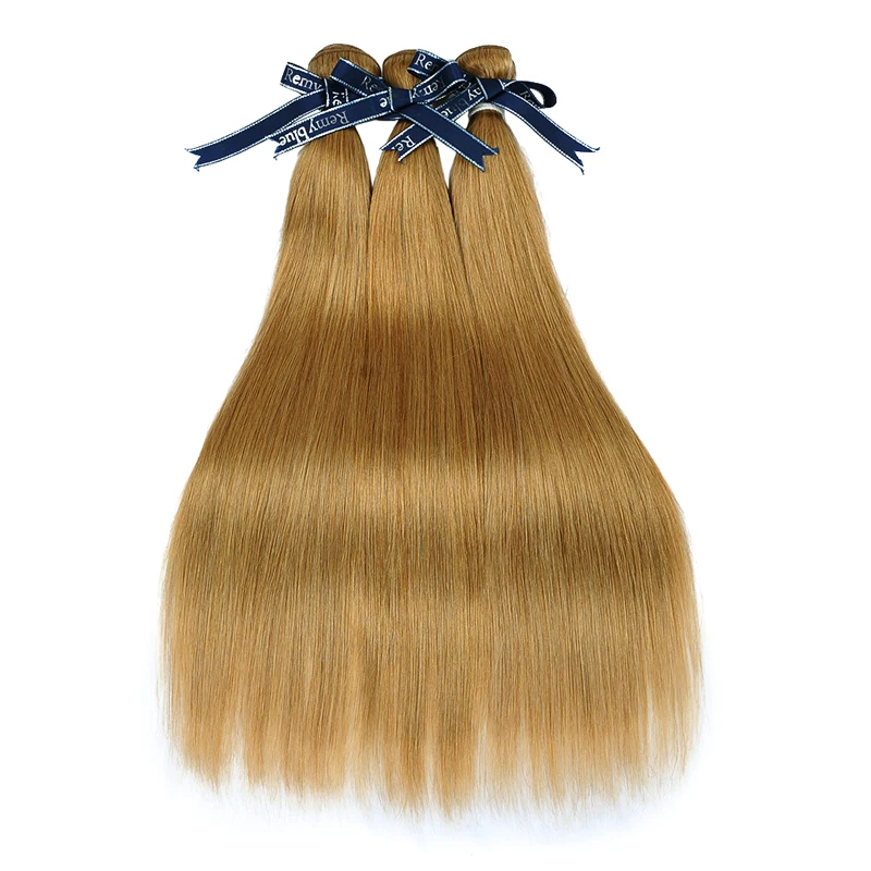 Медовый блонд цветные перуанские прямые человеческие волосы пучки с фронтальной