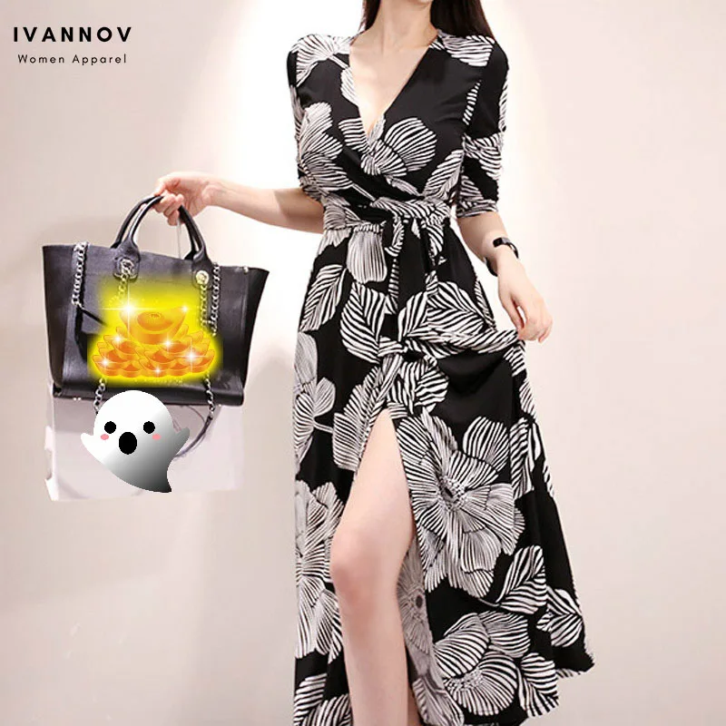 Корейские женские богемные парео для пляжа платья с коротким рукавом Цветочные