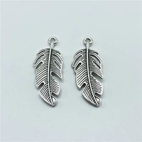 10pcs charm leaf feather pendant for jewelry making diy handmade bracelet necklace accessories material wholesale
