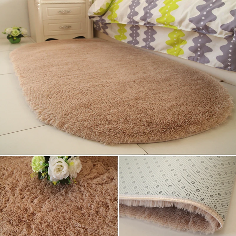 cute oval bedside mat home thickened hairy childrens room crawling living room bedroom full 0f coffee table tatami pink carpet free global shipping
