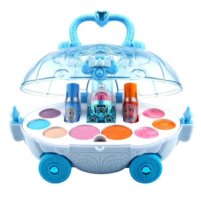 

Disney girls frozen elsa anna Makeup car Dream Princess powder box House toys Water-soluble children's cosmetics Beauty Toys