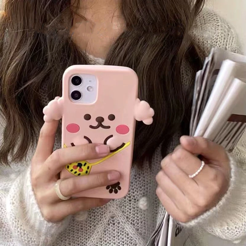 

Japan Cute 3D Pink Teddy Dog Cookies Biscuit Bear+doll Phone Csae for Iphone 12Mini 11Pro MAX XS XR 7 8plus SE20 Soft Back Cover