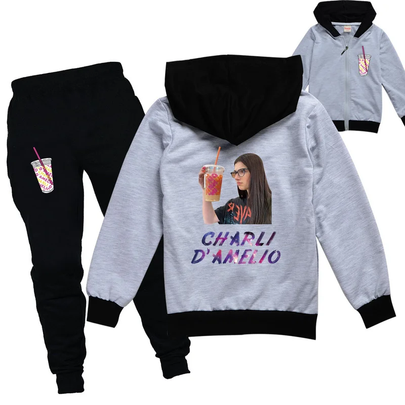 

Kids Charli DAmelio Costume for girls Boys Christmas Birthday Clothing Long Sleeve Children Sport Suits Hoodies Tops +Pants Set