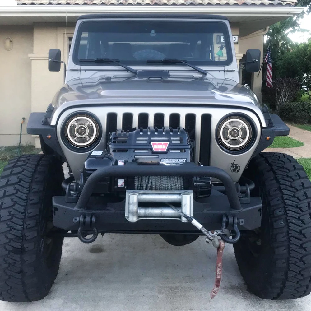 

for Jeep Wrangler JL 2018 RGB 9inch LED Projector Headlights with Halo Lights hi-low beam and JL Sport connector plug in play