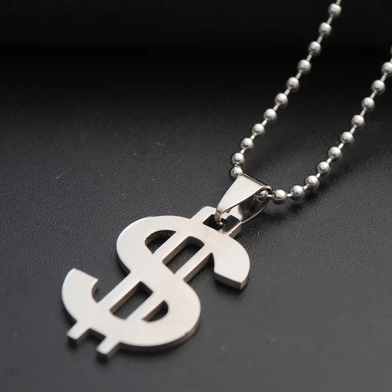 

10pcs Stainless steel dollar American money sign pendant necklace world universal currency rich necklace lucky gift jewelry