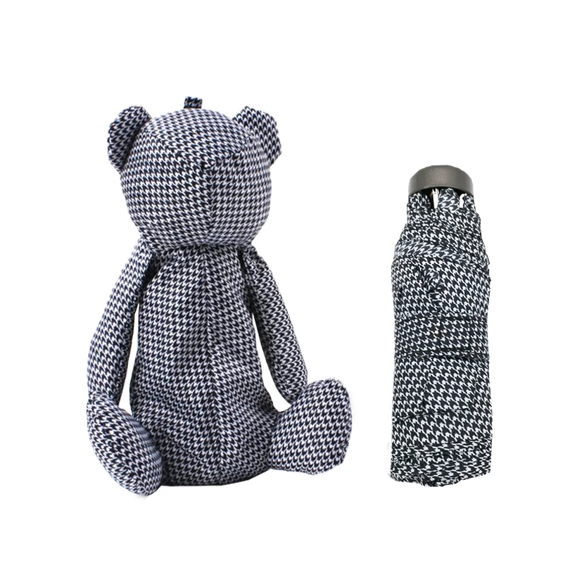 Grey bear LIKE RAIN, маленькие игрушки для детей, зонтик, мини, модный, складной, с карманами, зонтик для дождя, для женщин, мультяшный кролик, зонт для путешествий, UBY12 - Цвет: Grey bear